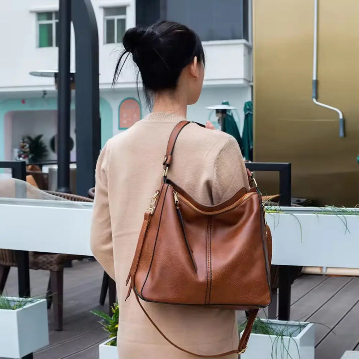 Luxury Leather 3-Piece Hobo Bag Set