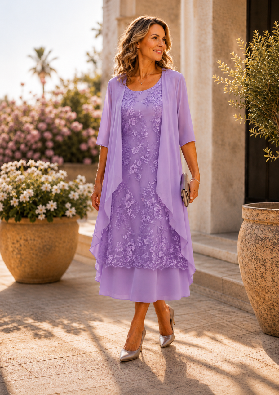 Elegant Chiffon Two-Piece Dress Set