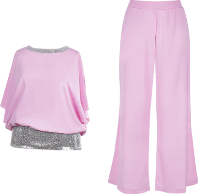 Sequined Colorblock Elegant Two-piece Set